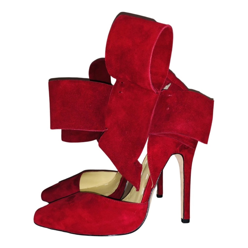 Aminah abdul jillil suede red bow Pumps